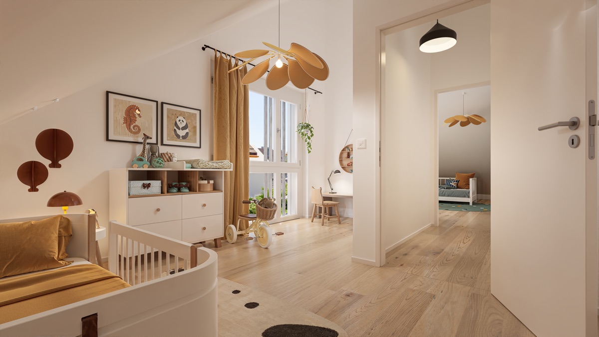 Visualisierung: Kinderzimmer im Dachgeschoss